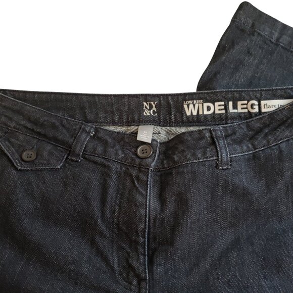 NY&C New York & Co Jeans Womens Wide Leg  Size 10 Tall Blue Denim Flare Low Rise - Picture 5 of 6